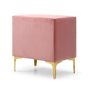 Velvet Upholstered Nightstand With Gold Legs