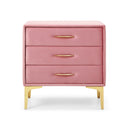 Velvet Upholstered Nightstand With Gold Legs