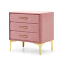 Velvet Upholstered Nightstand With Gold Legs