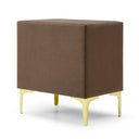 Velvet Upholstered Nightstand With Gold Legs
