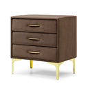 Velvet Upholstered Nightstand With Gold Legs