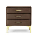Velvet Upholstered Nightstand With Gold Legs