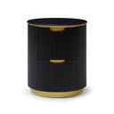 Modern Ribbed Nightstand With Drawer & Brushed Brass Accents