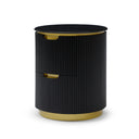 Modern Ribbed Nightstand With Drawer & Brushed Brass Accents