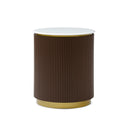 Modern Ribbed Nightstand With Drawer & Brushed Brass Accents