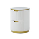 Modern Ribbed Nightstand With Drawer & Brushed Brass Accents