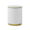 Modern Ribbed Nightstand With Drawer & Brushed Brass Accents