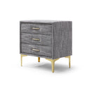 Elegant Upholstered Nightstand With Gold Legs