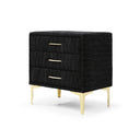Elegant Upholstered Nightstand With Gold Legs