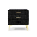 Elegant Upholstered Nightstand With Gold Legs