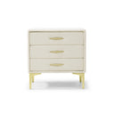 Elegant Upholstered Nightstand With Gold Legs