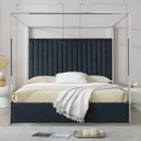 Jeffrey Canopy Velvet Upholstered Bed Frame