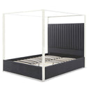 Jeffrey Canopy Velvet Upholstered Bed Frame