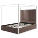 Jeffrey Canopy Velvet Upholstered Bed Frame