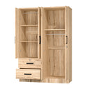NW 448 - Wide Armoire Wardrobe Closet For Hanging With 2 Drawers & Shelves