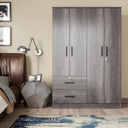 NW 448 - Wide Armoire Wardrobe Closet For Hanging With 2 Drawers & Shelves