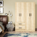 NW 448 - Wide Armoire Wardrobe Closet For Hanging With 2 Drawers & Shelves