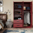 NW 448 - Wide Armoire Wardrobe Closet For Hanging With 2 Drawers & Shelves