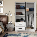 NW 448 - Wide Armoire Wardrobe Closet For Hanging With 2 Drawers & Shelves