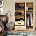 NW 448 - Wide Armoire Wardrobe Closet For Hanging With 2 Drawers & Shelves