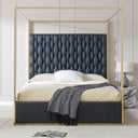 Rollie Canopy Vegan Leather Upholstered Bed Frame