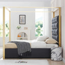 Rollie Canopy Vegan Leather Upholstered Bed Frame