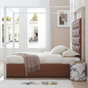 Rollie Canopy Vegan Leather Upholstered Bed Frame