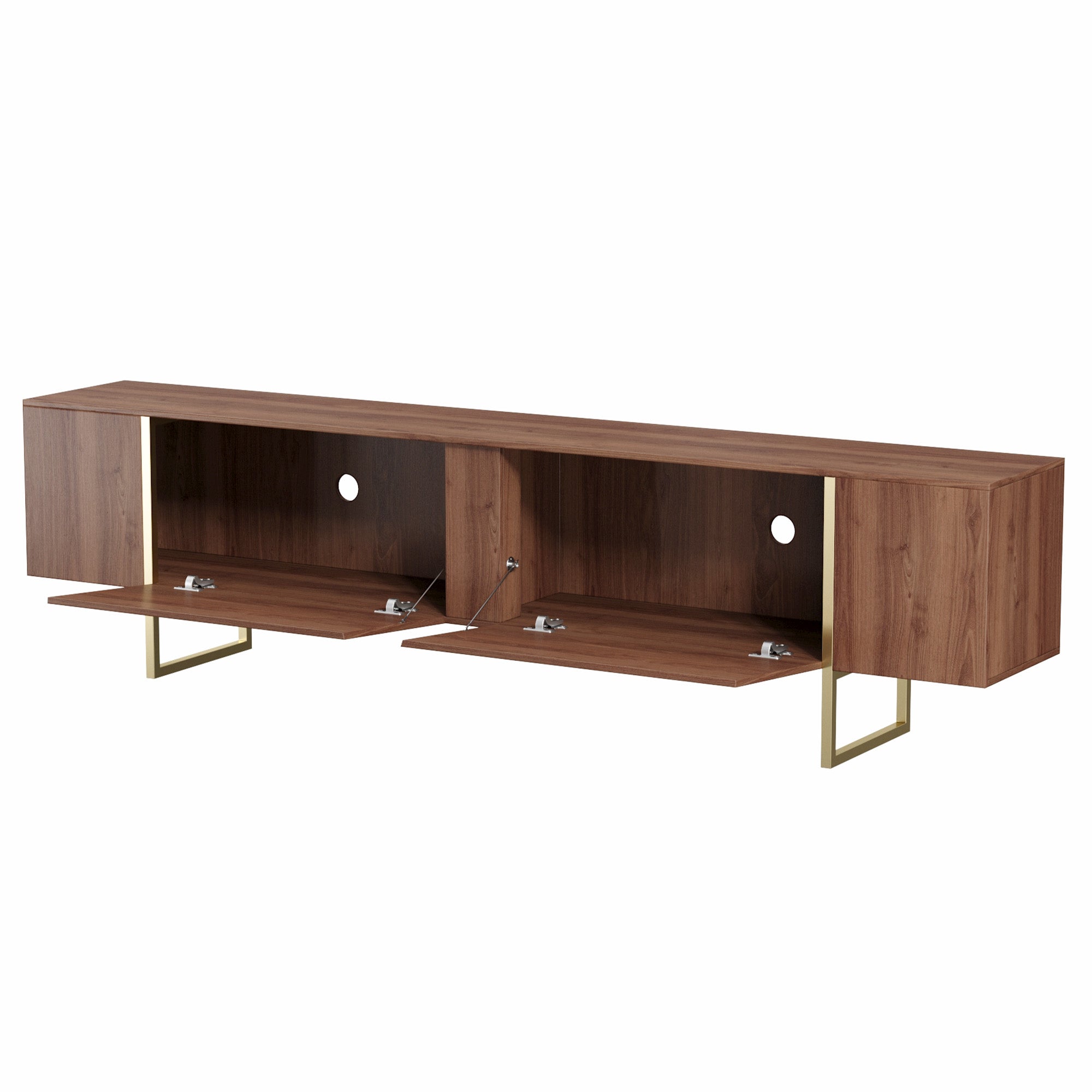 Tv Stand 71” With Gold Legs And Two Spacious Doors – WOODPECKERS