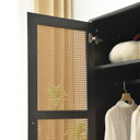 Solid Pine Wood Wardrobe Full Rattan Doors