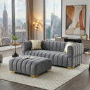 Luna Velvet Sofa With Ottoman