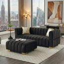 Luna Velvet Sofa With Ottoman