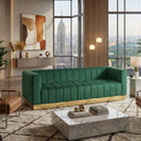 Foxy Velvet Sofa with Gold Steel Base Fully Assembled