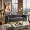 Foxy Velvet Sofa with Gold Steel Base Fully Assembled