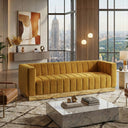 Foxy Velvet Sofa with Gold Steel Base Fully Assembled