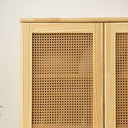 Solid Pine Wood Wardrobe Full Rattan Doors
