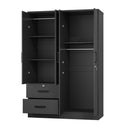 NW 448 - Wide Armoire Wardrobe Closet For Hanging With 2 Drawers & Shelves